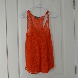 Orange lace tank top